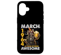 62nd Birthday Raccoon Beer March 1964 Vintage 62 Years Old Coque pour iPhone 16