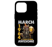 62nd Birthday Raccoon Beer March 1964 Vintage 62 Years Old Coque pour iPhone 16 Pro Max