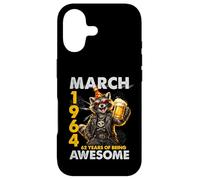 62nd Birthday Raccoon Beer March 1964 Vintage 62 Years Old Coque pour iPhone 17