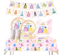 62PCS Snow White Dress Birthday Party Tableware, Snow White Cluster Children's Birthday, Tableware Set for Girl's Party, Capacity 20 people.