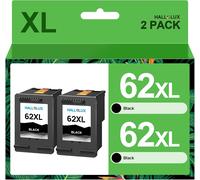 62XL Compatible Cartouches d'encre Remplacement pour HP 62XL 62 XL pour HP Envy 5540 5544 5545 5548 5640 5642 5644 5646 7640 7645 pour Offic200 250 5740 5742 5744 (Noir, 2-Pack)