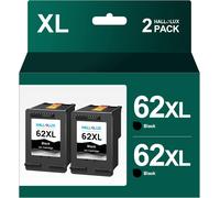 62XL Compatible Cartouches d'encre Remplacement pour HP 62XL 62 XL pour HP Envy 5540 5544 5545 5548 5640 5642 5644 5646 7640 7645 pour Offic200 250 5740 5742 5744 (Noir,2-Pack)