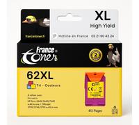 62XL - Ink cartridge Compatible with HP 62XL - Pack 3 Colours Size XL - for HP Envy 5540-5542 - 5543-5544 - 5545-5546 - 5547-5548 E All in One - 5640-5640 E - 5642 E