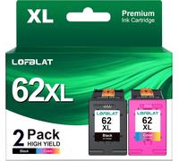 62XL Remanufacturée Cartouches d'encre Remplacement pour HP 62 XL pour Envy 5540 5642 5640 7640 5644 5547 5548 5640 5544 7644 5545 5546 Offic5740 5742 200 250 (Noir Couleur,2-Pack)