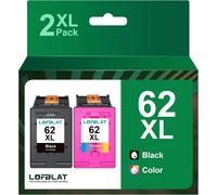 62XL Remanufacturée Cartouches d'encre Remplacement pour HP 62 XL pour Envy 5540 5642 5640 7640 5644 5547 5548 5640 5544 7644 5545 5546 OfficeJet 5740 5742 200 250 (Noir Couleur, 2-Pack)
