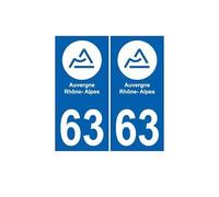 63 Auvergne ville sticker autocollant plaque immatriculation auto - logo 4 - Couleur : droits - Angles : droits