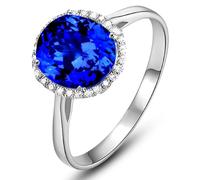 63 Bague de Mariage Bague Fille Ado Argent Or 18 Carats Saphir Créé en Laboratoire Ovale Taille Solide Non Plaqué Mode pour Épouse Noël Bijoux