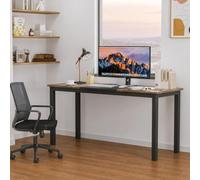 63" Executive Office Desk, Large Computer Table, Rustic Brown & Black