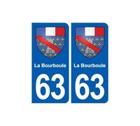 63 La Bourboule blason autocollant plaque stickers ville - Angles : arrondis