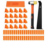 63 pièces. Kit de pose de parquet, 20 cales de montage et 40 entretoises, 1 cale à percussion, 1 barre de traction et 1 marteau double face, kit d'outils de sol, installation facile pour sol stratifié