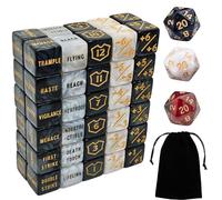 63 Pions MTG - Compteurs de Mots de capacité, -1/+1 Compteur de Vie, Compteur de Vie de Bouclier, Statuts de créatures, Couleur marbre D6 Cube Dice, pour MTG, TCG, Jeux de Cartes (Sac Noir Inclus)