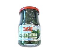 630 g Green Cocktail Cerries Cerises vertes avec tige au sirop cerise chandelles pour Long Drinks pour coupes glacées et gâteaux Ice Cream