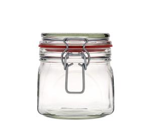 630 ml bocal à fermeture mécanique, carré, ouverture : fermeture à levier métallique