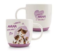 63000 - Tasse en porcelaine de qualité supérieure, conçue avec soin, avec inscription « Liebe Mama der Welt » - 400 ml - 9,5 x 9,5 cm - Rose - Idée cadeau mignonne