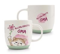 63002 Tasse en porcelaine de qualité supérieure, conçue avec soin, accessoire mignon pour la cuisine, le bureau et la maison, 400 ml, 9,5 x 9,5 cm, rose, motif de chat