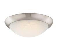 63088 Luminaire de plafond de 28 cm à montage à ras d'intérieur à LED à intensité variable, finition nickel brossé avec verre en albâtre blanc