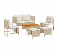 [6311519]Ensemble de canapé de jardin - Salon bas de jardin - 6 pcs beige et crème polyrotin,Poids:30.2 Kg