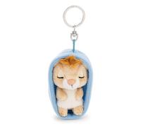 63163 Sleeping Pets Porte-clés Lion, 8 cm, dans Un Panier, Multicolore, Compagnon en Peluche pour Sac à Dos ou Sac, Porte-clés pour Petits et Grands