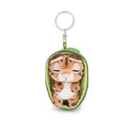 63164 Sleeping Pets Porte-clés, 8 cm, Motif caracal, dans Un Panier, Multicolore, Compagnon en Peluche pour Sac à Dos ou Sac, Porte-clés pour Petits et Grands