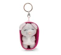 63166 Sleeping Pets Porte-clés Souris, 8 cm, dans Un Panier, Multicolore, Compagnon en Peluche pour Sac à Dos ou Sac, Porte-clés pour Petits et Grands