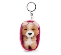 63167 Porte-clés chien, Yorkshire Terrier, 8 cm, dans un panier, Multicolore, Compagnon en peluche pour sac à dos ou sac, porte-clés pour petits et grands