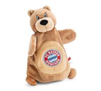 63175 Marionnette à Main, Doudou 2-en-1, FC Bayern Munich, Berni, 26 x 25 cm, Marron, Peluche câline pour bébés et Jeunes Enfants, Couverture Douce pour bébés Filles et garçons