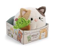 63180 Doudou Chat Angy, 13 cm, avec Aimant Moodie Cactus dans Une boîte Cadeau, Beige, Peluche Douce, Adorable Peluche pour câliner et Jouer, pour Enfants et Adultes
