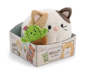 63180 Doudou Chat Angy, 13 cm, avec Aimant Moodie Cactus dans Une boîte Cadeau, Beige, Peluche Douce, Adorable Peluche pour câliner et Jouer, pour Enfants et Adultes