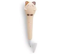 63190 Stylo à Bille Anti-Stress Chat Angy, 16 cm, Beige, Joli Stylo, Doux à Presser, idéal pour Les Fans de Chats et de Kawaii
