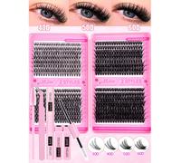 632/580/544 pièces Kit de cils DIY D Curl, équipé de colle, de scellant et d'outils de greffe, adapté aux débutants pour un usage quotidien et en voyage, idéal pour les mariages, les rendez-vous, les 