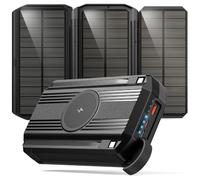 63200mAh Batterie Externe Solaire: 30W PD 3.0A USB C Power Bank Charge Rapide avec 2 Câbles, 5 Sorties/2 Entrées, 15W Chargement sans Fil, Lampe de Poche, Voyant LED, Chargeur Externe pour Téléphone