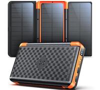 63200mAh Batterie Externe Solaire:Power Bank avec 3 solarpanel 22.5 W Charge Rapide USB-C Chargeur Portable Charge sans Fil avec Lampe SOS & Affichage Numérique, pour Camping Randonnée