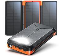 63200mAh Solaire Batterie Externe Power Bank avec 3 solarpanel: PD22.5 W Charge Rapide USB-C Chargeur Portable Charge sans Fil avec Lampe SOS | Affichage Numérique, pour Phones Outdoor Camping