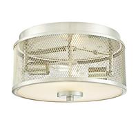 63279 Luminaire de plafond de 33 cm à montage à ras d'intérieur, finition nickel brossé avec treillis et verre dépoli
