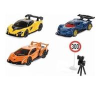 Siku Coffret Cadeau 6328 - Lamborghini Veneno, Apollo I,E, McLaren Senna - Panneau et radar inclus