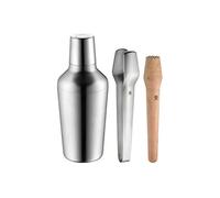 WMF Bar Set de 4 pièces Doseur Passoire mesure pince Pilon Matriochka en acier inoxydable Cromargan Hêtre cadeau Passe au lave-vaisselle