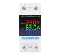 63A inteligente sobre un protector de bajo voltaje, con visualización LED de color Monitor de energía Monitor de kilovatio Breaker inteligente para cajas de distribución de