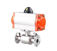 63mm 3 Way 304 Stainless Steel Sanitary Tri Clamp Ferrule T/L Type Pneumatic Ball Valve With Double Acting Cylinder(T Type)