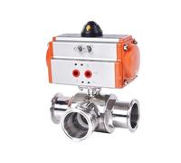 63mm Sanitary Pneumatic Clamp Three-Way Ball Valve Stainless Steel Double Acting T/L type Chuck Quick cut-off ball valves(T type)