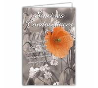 64-1011-B Carte Sincères Condoléances avec Enveloppe Blanche Format 12x17,5cm, avec Fleur des Champs Coquelicot Pavot, Message de Soutien en Français Il faut être heureux pour ce qui a été