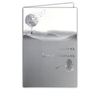64-1034 Carte Sincères Condoléances avec Enveloppe Blanche - Argenté Brillant Paysage Dernier Voyage Graphisme Contemporain Gris Deuil Décès - Format Fermé 11,5x17 cm - Fabriquée en France