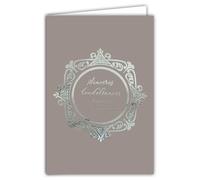 64-1090 Carte de Condoléances Argentée Illustration Fine et Délicate sur Papier Mat pour écriture à l'intérieur de votre Message Personnel - Avec Enveloppe Blanche Format 12x17,5cm -Fabriqué en France