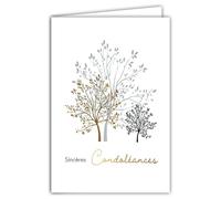 64-1091 Carte Sincères Condoléances Arbre Cuivré Illustration Fine et Délicate sur Papier Mat pour écriture à l'intérieur de votre Message - Avec Enveloppe Blanche Format 12x17,5cm -Fabriqué en France