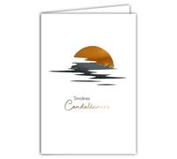 64-1093 Carte Sincères Condoléances Coucher de Soleil Cuivré sur l'eau Illustration Fine et Délicate sur Papier Mat pour écriture intérieur -Avec Enveloppe Blanche Format 12x17,5cm -Fabriqué en France
