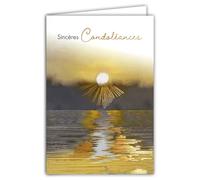 64-1096 Carte Sincères Condoléances Soleil Cuivré se reflétant dans l eau Illustration Fine Délicate épurée sur Papier Mat pour écriture - Avec Enveloppe Blanche Format 12x17,5cm - Fabriqué en France