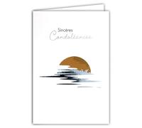 64-1097 Carte Sincères Condoléances Coucher de Soleil Argenté sur l'eau Illustration Fine et Délicate sur Papier Mat pour écriture intérieur Avec Enveloppe Blanche Format 12x17,5cm -Fabriqué en France