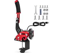 64 Bit Frein à main PC USB, Mettre à jour le frein à main Sim Racing Games pour lo gitech G25 G27 g29 T500 t300 Thrust Master Fanatecosw Dirt rally, Câble en nylon 2m/ressort renforcé/Rouge + pince