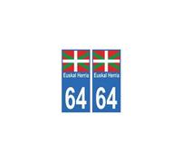 64 Euskal Herria autocollant plaque - Angles : arrondis