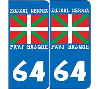 64 Euskal Herria Pays Basque Typographie Basque Plaque immatriculation Autocollant Sticker logo179 - arrondis