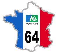 64 France Aquitaine - 15x15cm - Sticker/Autocollant